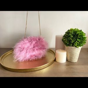 Pink Ostrich Feathered Crossbody